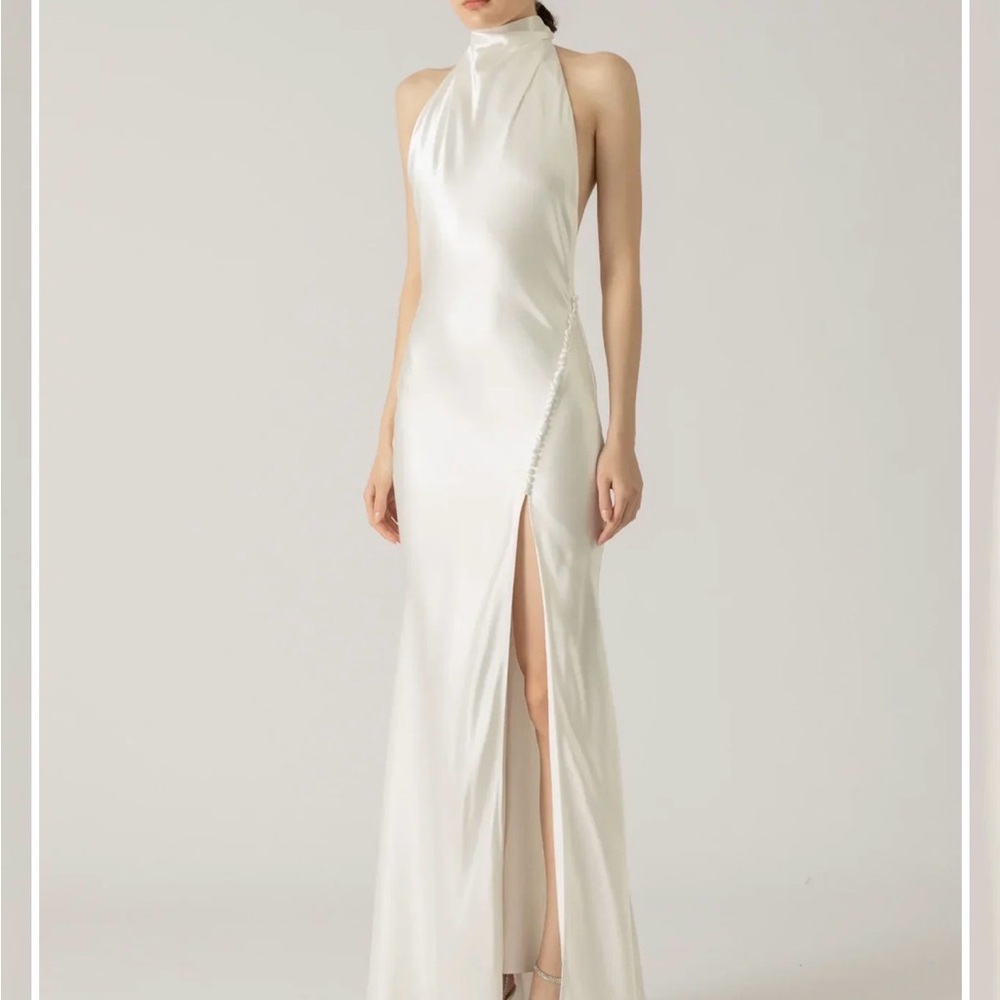 SAU LEE PENELOPE HIGH NECK DRESS - IVORY